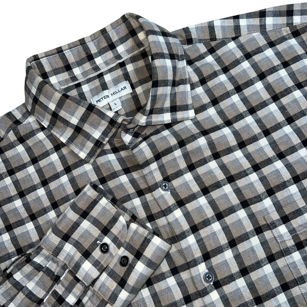 Peter Millar Mens Large Multicolor Plaid Long‎ Sleeve Button Up Flannel Shirt